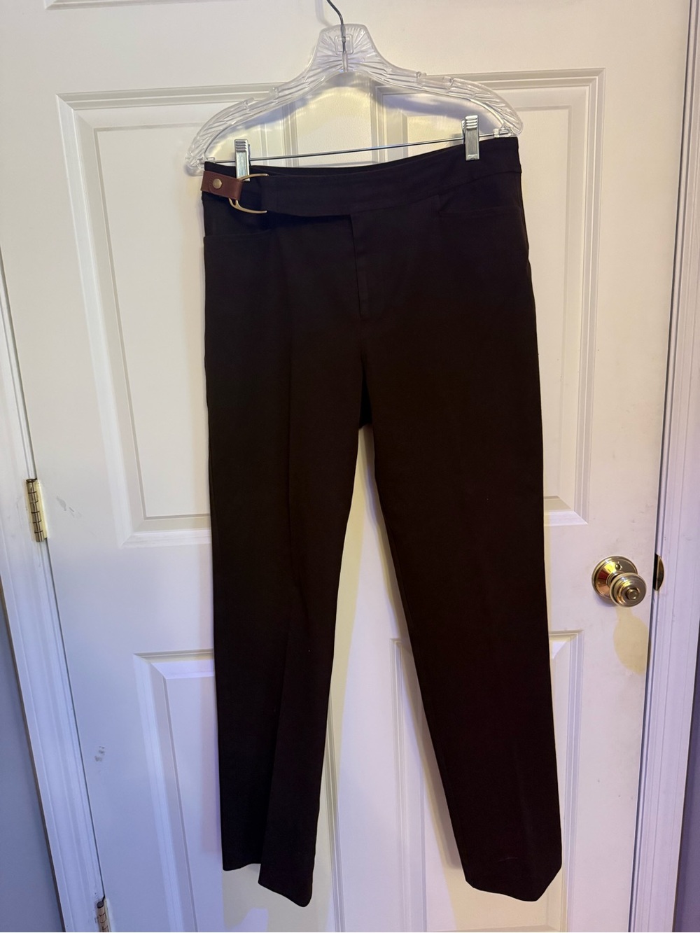 Ralph Lauren Brown Cropped Dress Pants with Side Buckle